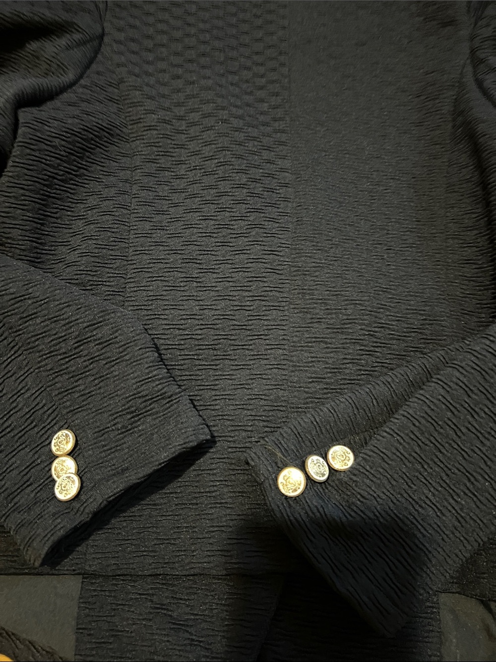 Double-Breasted Navy Textured Blazer with Silver Buttons - Picture 8 of 14